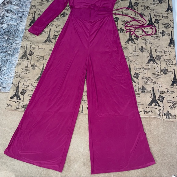 Fashion Nova NWT! Tied Up On You Magenta  Jumpsuit Size XL - Picture 4 of 13